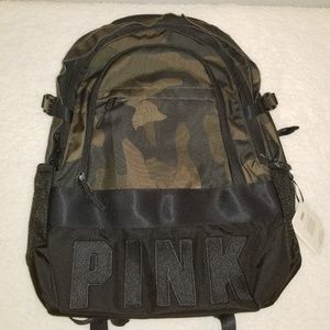 PINK collegiate camo backpack NWT